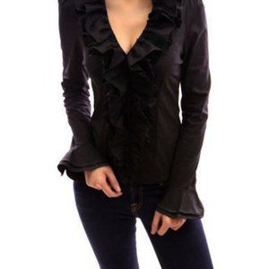 Black ruffle blouse